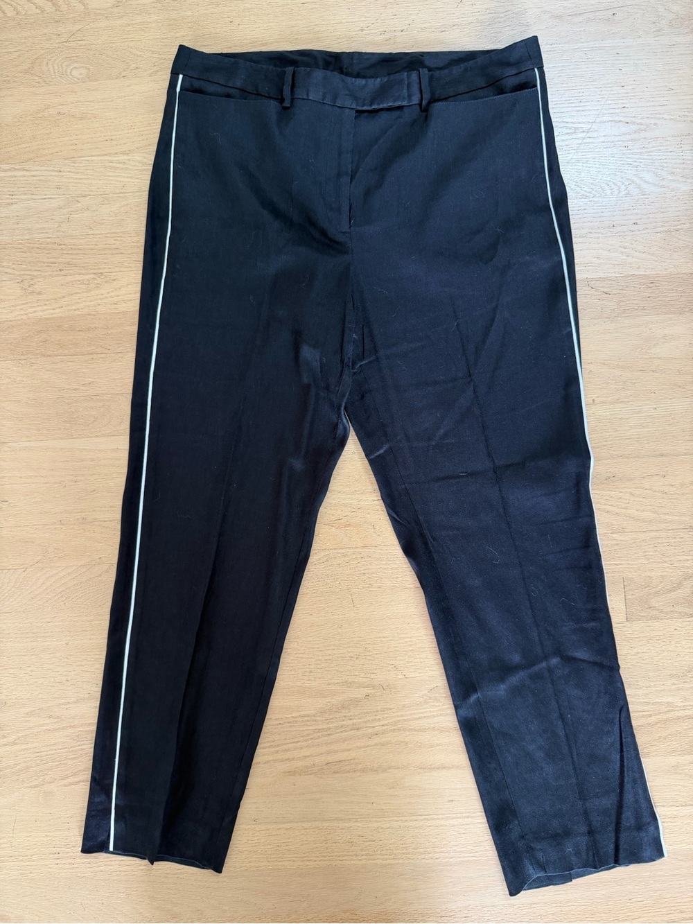DKNY Black Ankle Pants with White Side Stripe